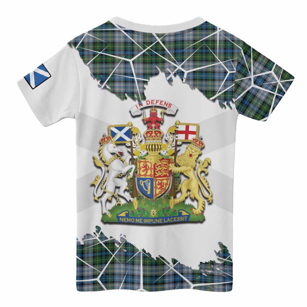 MacNeil (McNeil) Tartan Kid T-shirt with Family Crest and Lion Rampant Grunge Style