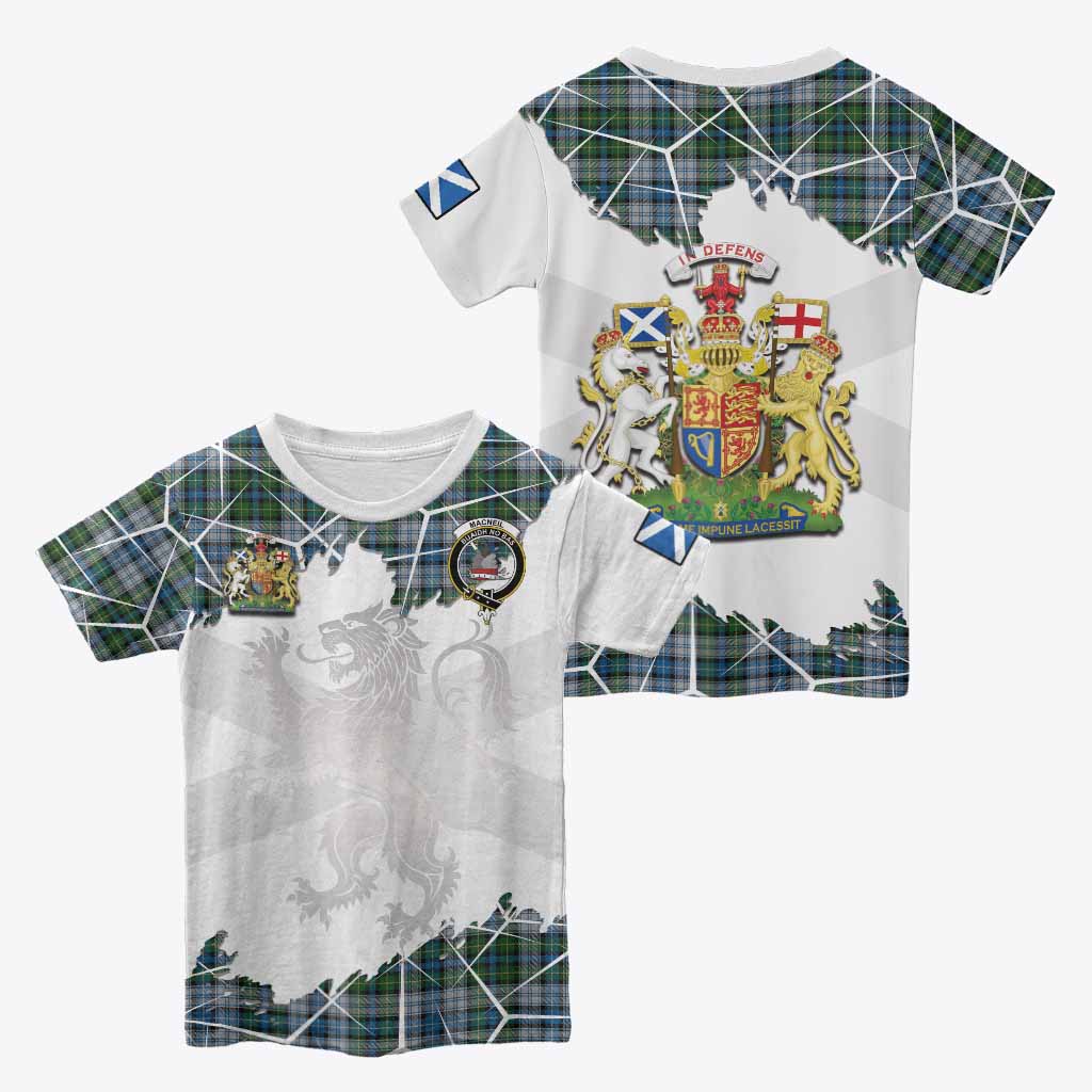 MacNeil (McNeil) Tartan Kid T-shirt with Family Crest and Lion Rampant Grunge Style