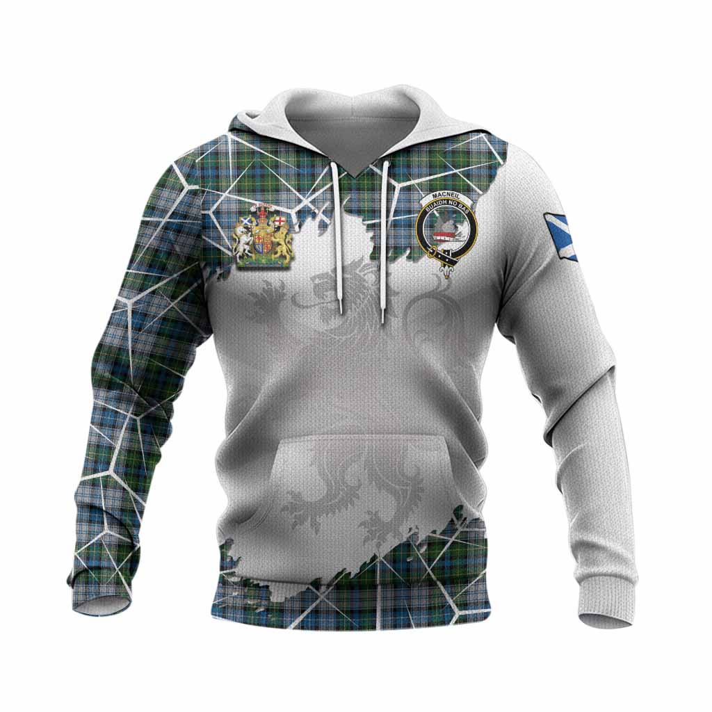 MacNeil (McNeil) Tartan Knitted Hoodie with Family Crest and Lion Rampant Grunge Style