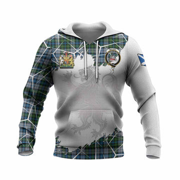 MacNeil (McNeil) Tartan Knitted Hoodie with Family Crest and Lion Rampant Grunge Style
