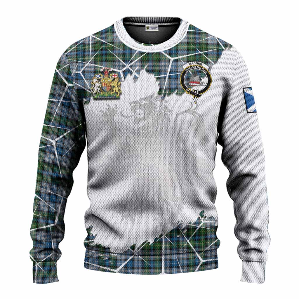 MacNeil (McNeil) Tartan Knitted Sweater with Family Crest and Lion Rampant Grunge Style
