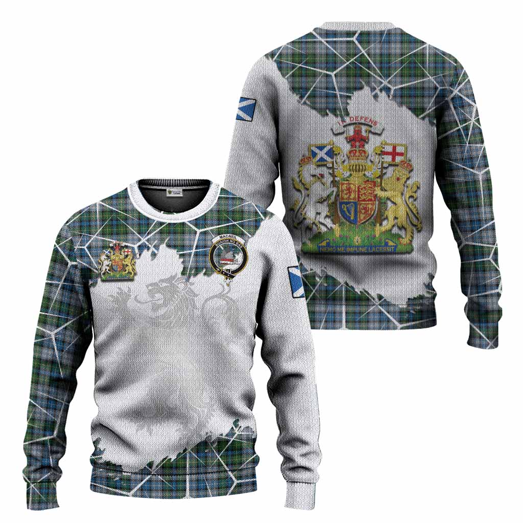MacNeil (McNeil) Tartan Knitted Sweater with Family Crest and Lion Rampant Grunge Style