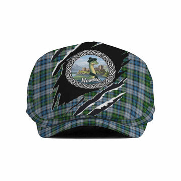 MacNeil (McNeil) Tartan Loch Ness Monster Flat Cap, Jeff Cap Celtic Knot Nessie Art