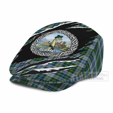 MacNeil (McNeil) Tartan Loch Ness Monster Flat Cap, Jeff Cap Celtic Knot Nessie Art
