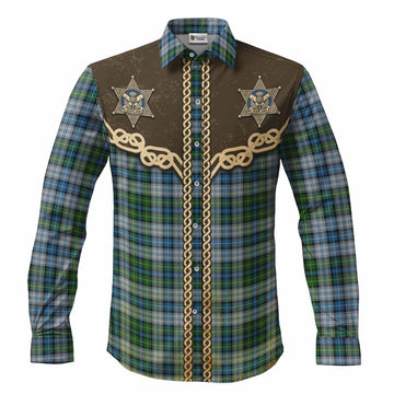MacNeil (McNeil) Tartan Long Sleeve Button Shirts Bigfoot Riding The Kelpie Monster