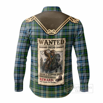 MacNeil (McNeil) Tartan Long Sleeve Button Shirts Bigfoot Riding The Kelpie Monster