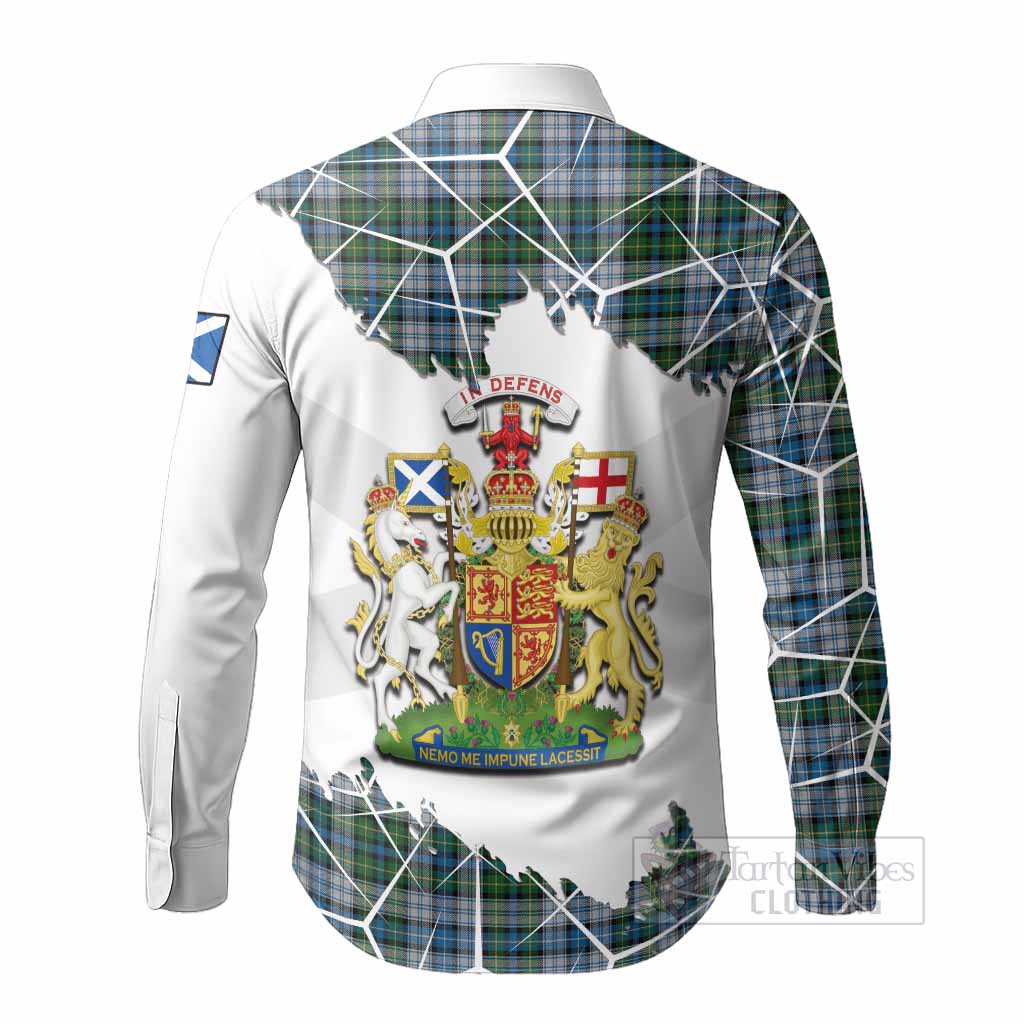 MacNeil (McNeil) Tartan Long Sleeve Button Shirts with Family Crest and Lion Rampant Grunge Style