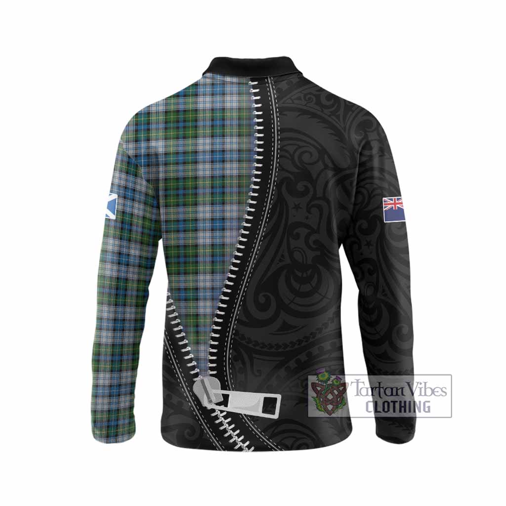 MacNeil (McNeil) Tartan Long Sleeve Polo Shirt New Zealand Pattern Unique Zipper Stylized