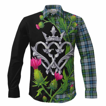 MacNeil (McNeil) Tartan Luckenbooth Long Sleeve Button Shirts Silver Heart Crown Thistle Floral Men's Shirt S - Tartan Vibes Clothing