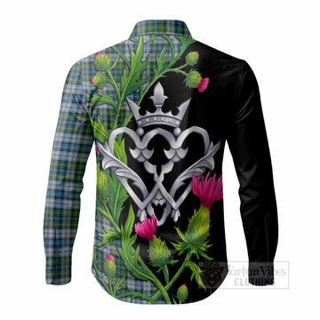 MacNeil (McNeil) Tartan Luckenbooth Long Sleeve Button Shirts Silver Heart Crown Thistle Floral - Tartan Vibes Clothing