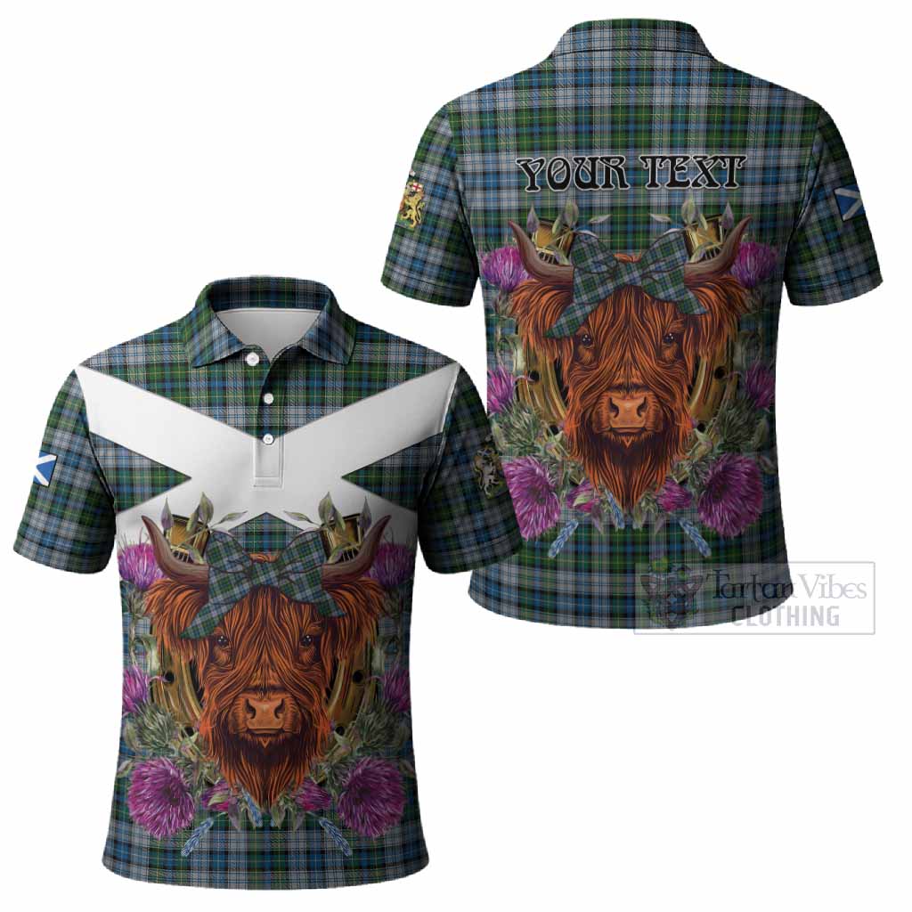 MacNeil (McNeil) Tartan Polo Shirt Scottish Thistle Heilan Coo