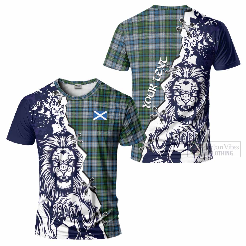 MacNeil (McNeil) Tartan Scottish T-Shirt Angry Lion With Soccer Ball Style