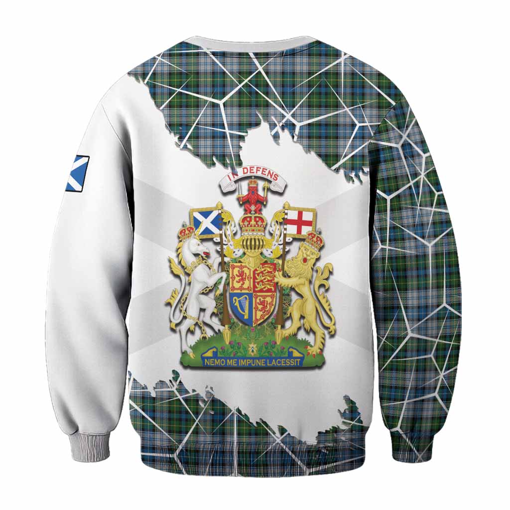 MacNeil (McNeil) Tartan Sweatshirt with Family Crest and Lion Rampant Grunge Style
