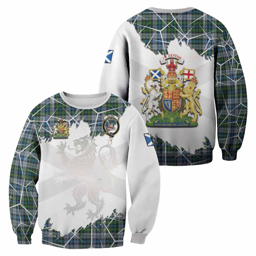 MacNeil (McNeil) Tartan Sweatshirt with Family Crest and Lion Rampant Grunge Style