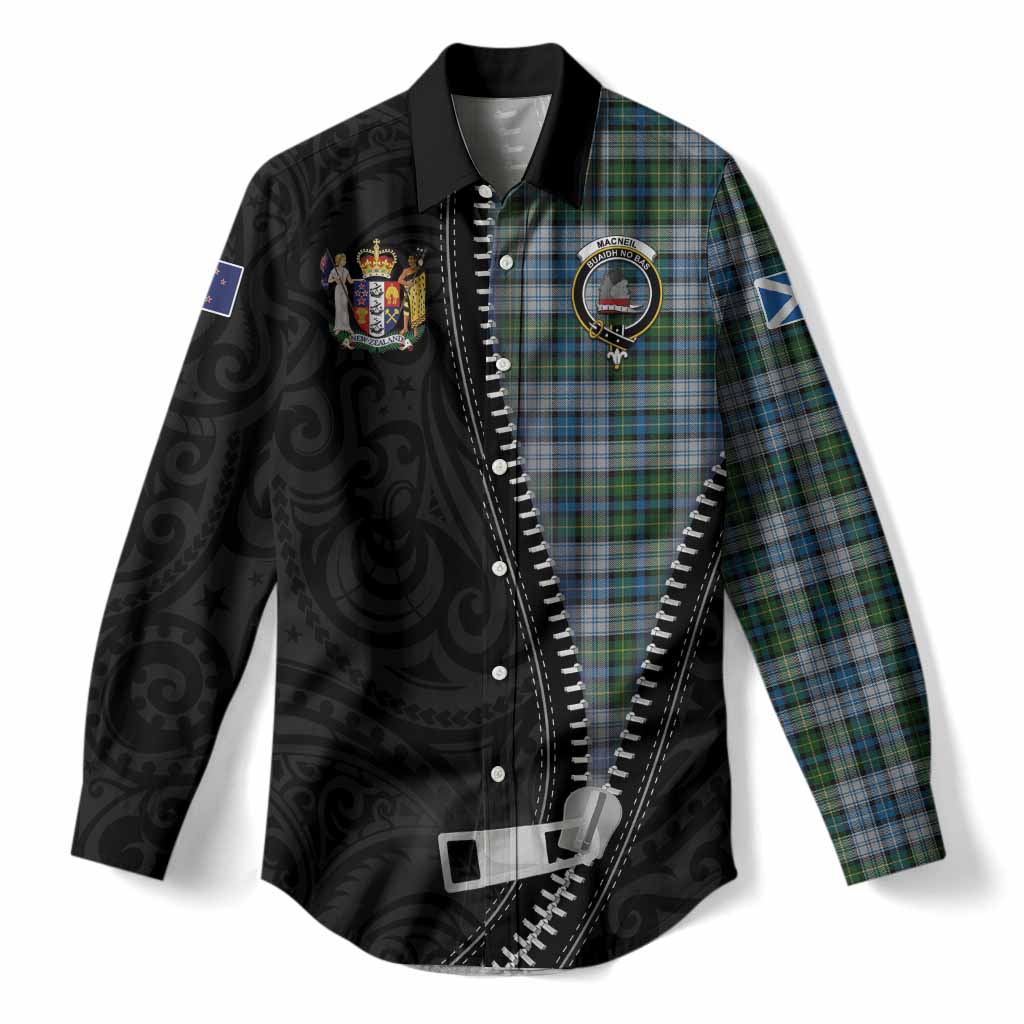 MacNeil (McNeil) Tartan Women Casual Shirt New Zealand Pattern Unique Zipper Stylized