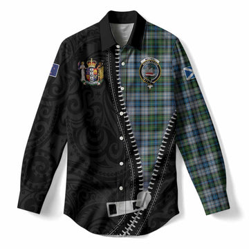 MacNeil (McNeil) Tartan Women Casual Shirt New Zealand Pattern Unique Zipper Stylized
