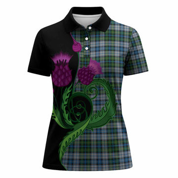 MacNeil (McNeil) Tartan Women Polo Shirt Traditional Scottish Thistle