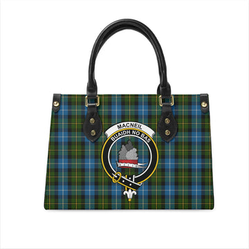 MacNeil of Barra Tartan Leather Bag with Family Crest