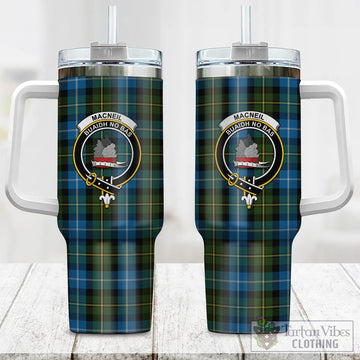 MacNeil of Barra Tartan and Family Crest Tumbler with Handle
