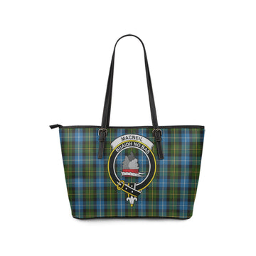 MacNeil of Barra Tartan Leather Tote Bag with Family Crest
