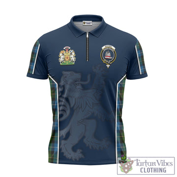 MacNeil of Barra Tartan Zipper Polo Shirt with Family Crest and Lion Rampant Vibes Sport Style