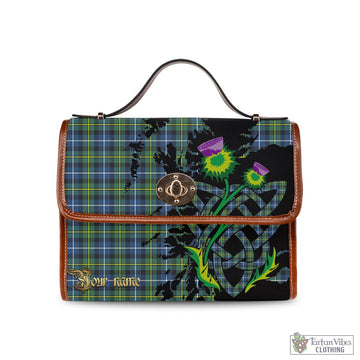 MacNeil of Barra Ancient Tartan Waterproof Canvas Bag with Scotland Map and Thistle Celtic Accents