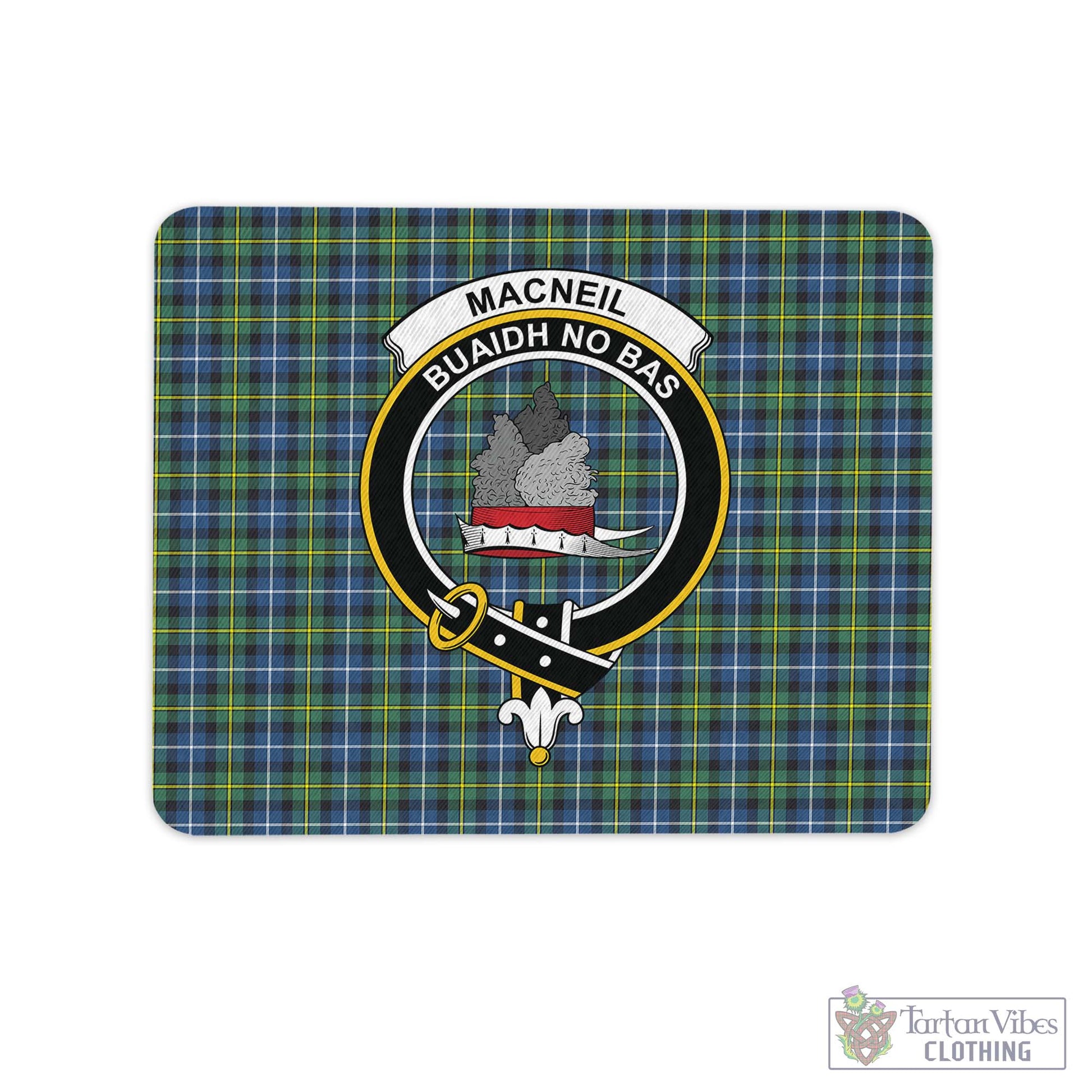 Tartan Vibes Clothing MacNeil of Barra Ancient Tartan Mouse Pad with Family Crest