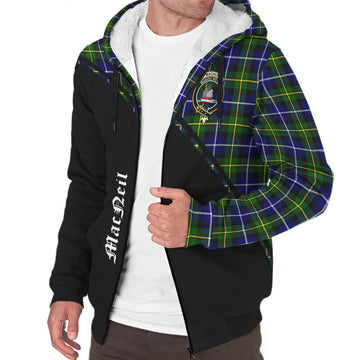 MacNeil of Barra Modern Tartan Sherpa Hoodie with Family Crest Curve Style