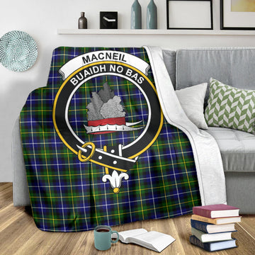 MacNeil of Barra Modern Tartan Blanket with Family Crest
