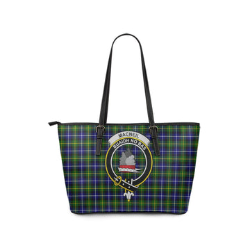 MacNeil of Barra Modern Tartan Leather Tote Bag with Family Crest