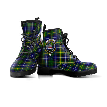 MacNeil of Barra Modern Tartan Leather Boots with Family Crest