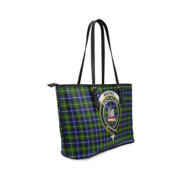 MacNeil of Barra Modern Tartan Leather Tote Bag with Family Crest