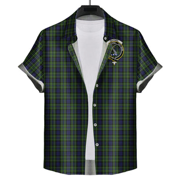 MacNeil of Colonsay Tartan Short Sleeve Button Down Shirt with Family Crest