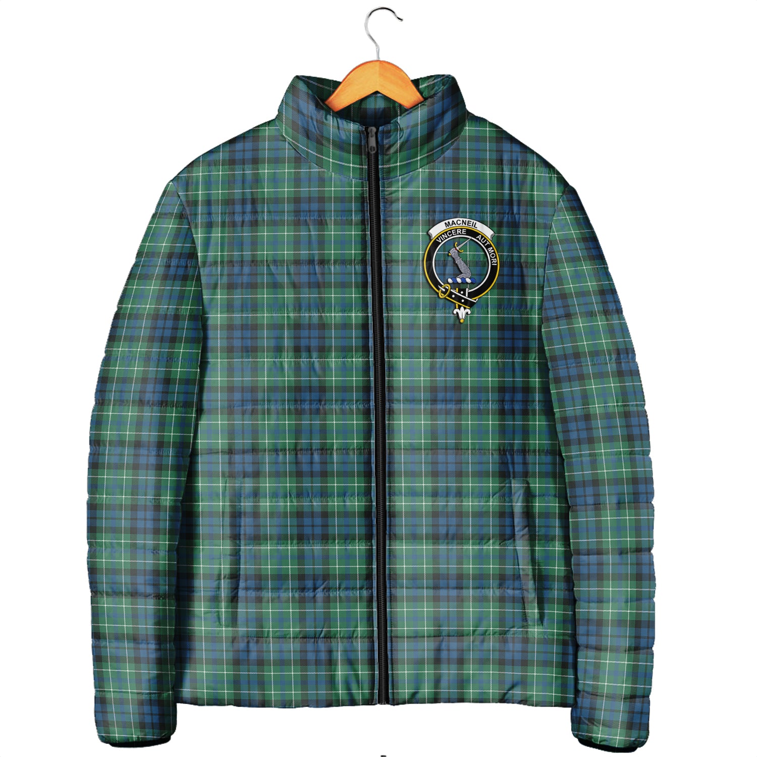 MacNeil of Colonsay Ancient Tartan Padded Jacket with Family Crest - Tartanvibesclothing