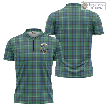 MacNeil of Colonsay Ancient Tartan Zipper Polo Shirt with Family Crest