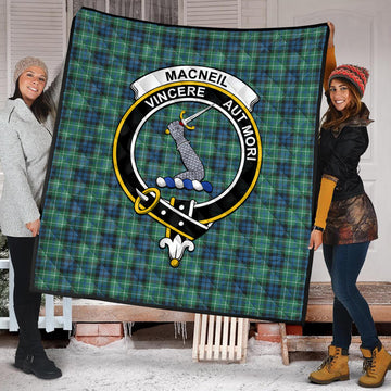 MacNeil of Colonsay Ancient Tartan Quilt with Family Crest