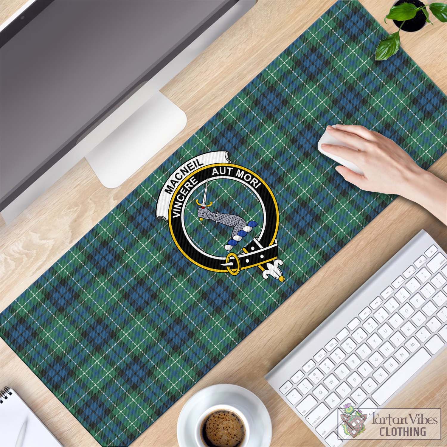 Tartan Vibes Clothing MacNeil of Colonsay Ancient Tartan Mouse Pad with Family Crest