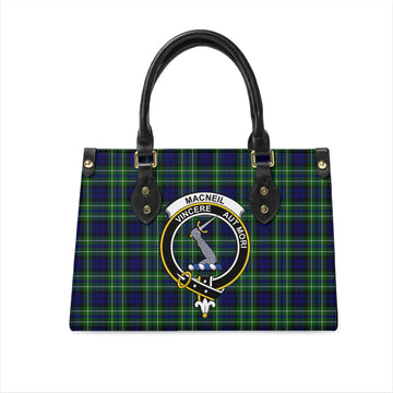 MacNeil of Colonsay Modern Tartan Leather Bag with Family Crest
