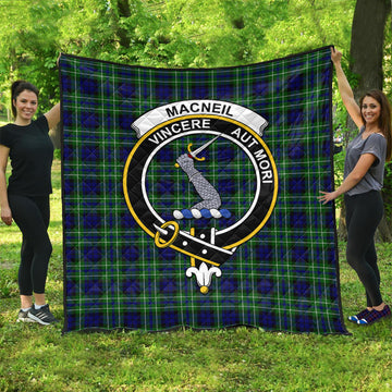 MacNeil of Colonsay Modern Tartan Quilt with Family Crest