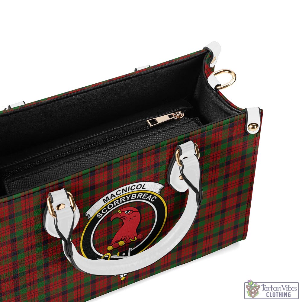 Tartan Vibes Clothing MacNicol Tartan Luxury Leather Handbags with Family Crest