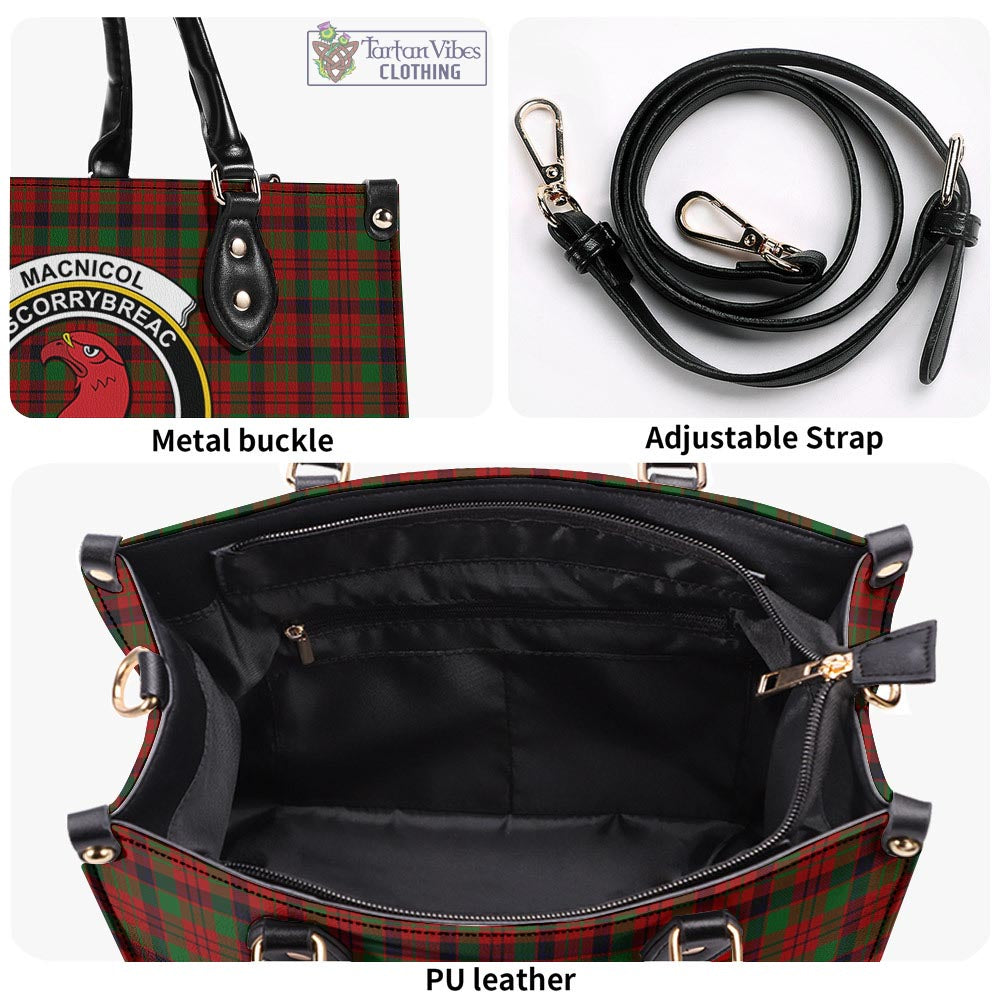 Tartan Vibes Clothing MacNicol Tartan Luxury Leather Handbags with Family Crest