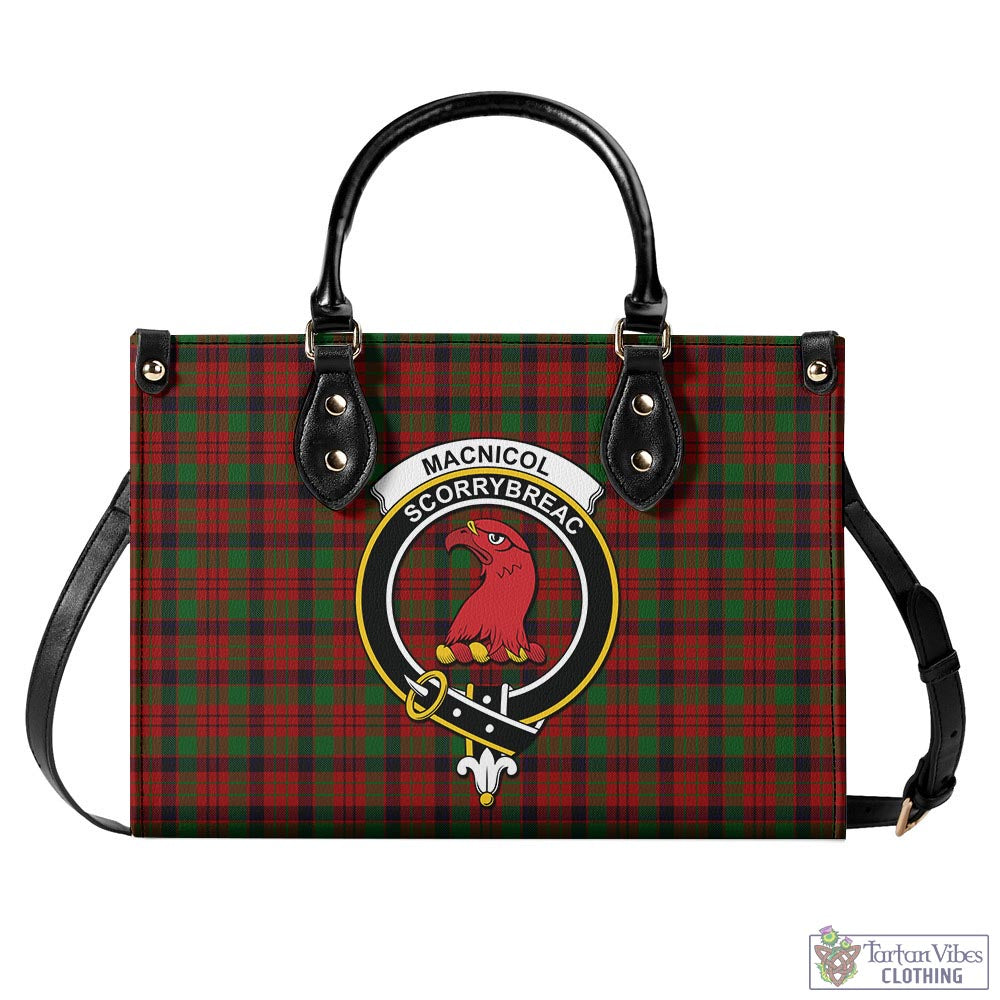Tartan Vibes Clothing MacNicol Tartan Luxury Leather Handbags with Family Crest