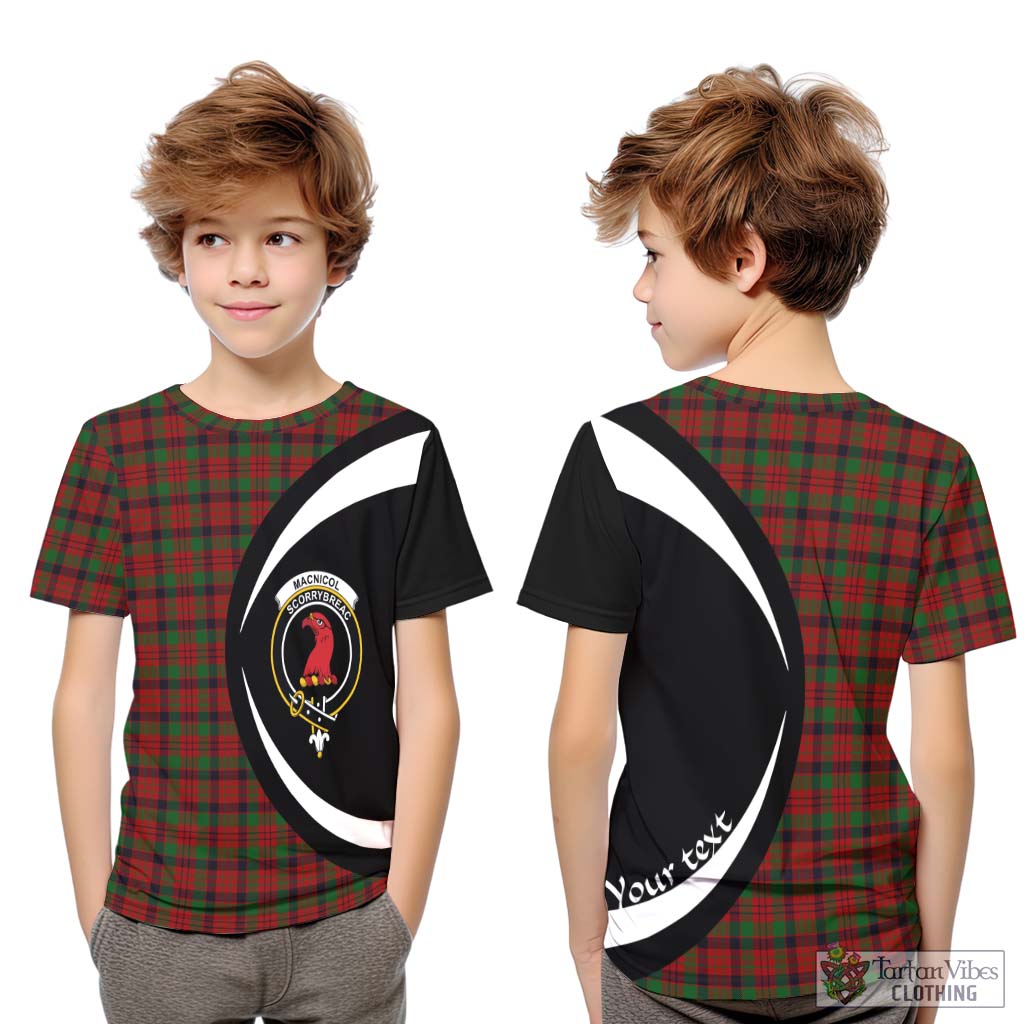 MacNicol (McNicol) Tartan Kid T-Shirt with Family Crest Circle Style Youth XL Size14 - Tartan Vibes Clothing