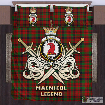 Tartan Vibes Clothing MacNicol Tartan Bedding Set with Clan Crest and the Golden Sword of Courageous Legacy