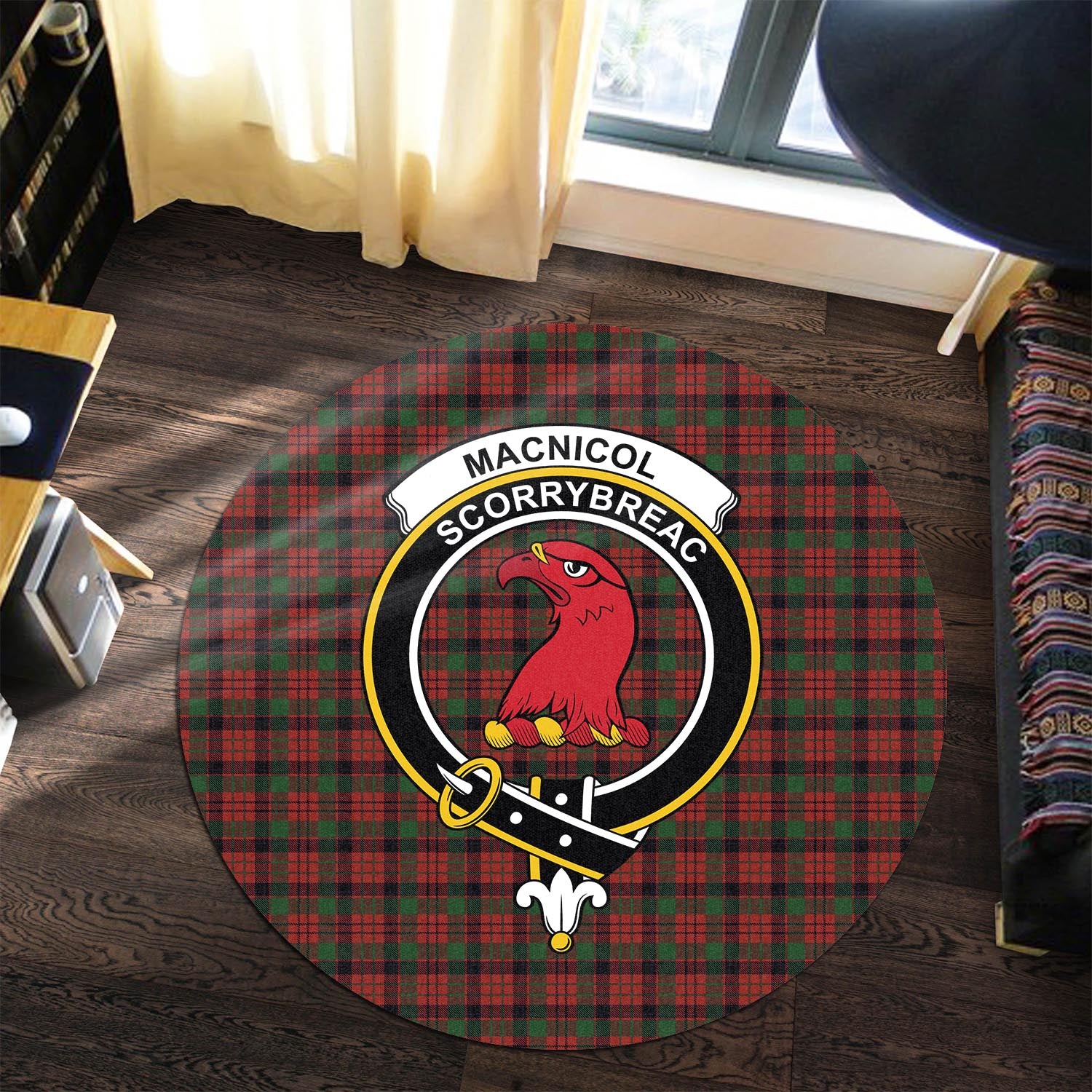 macnicol-tartan-round-rug-with-family-crest