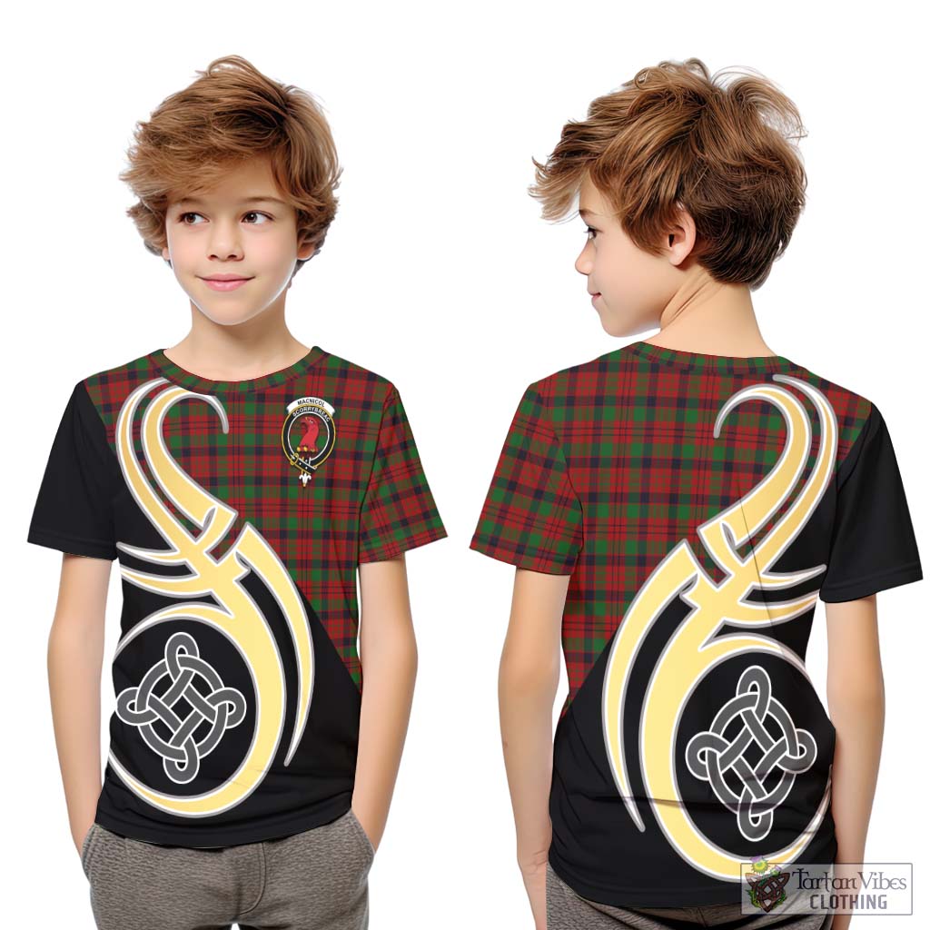 MacNicol (McNicol) Tartan Kid T-Shirt with Family Crest and Celtic Symbol Style Youth XL Size14 - Tartan Vibes Clothing