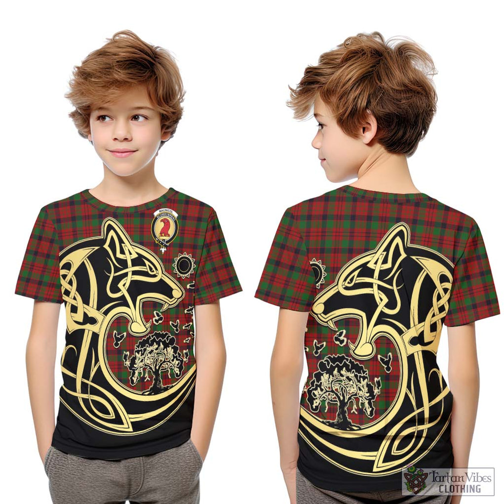 MacNicol (McNicol) Tartan Kid T-Shirt with Family Crest Celtic Wolf Style Youth XL Size14 - Tartan Vibes Clothing