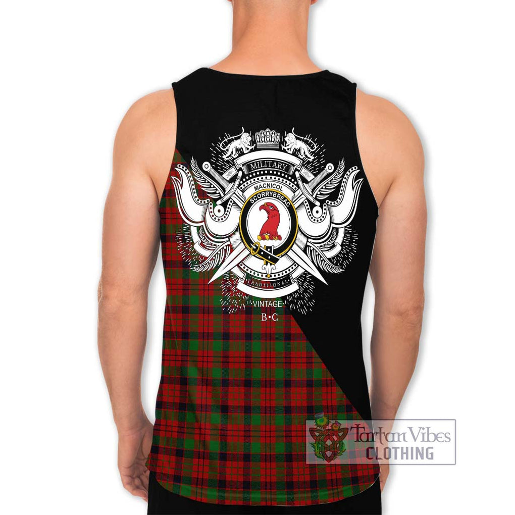 MacNicol (McNicol) Tartan Men's Tank Top with Family Crest and Military Logo Style - Tartanvibesclothing Shop