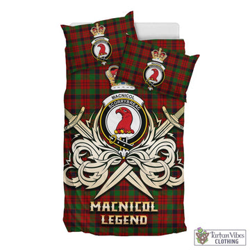 Tartan Vibes Clothing MacNicol Tartan Bedding Set with Clan Crest and the Golden Sword of Courageous Legacy