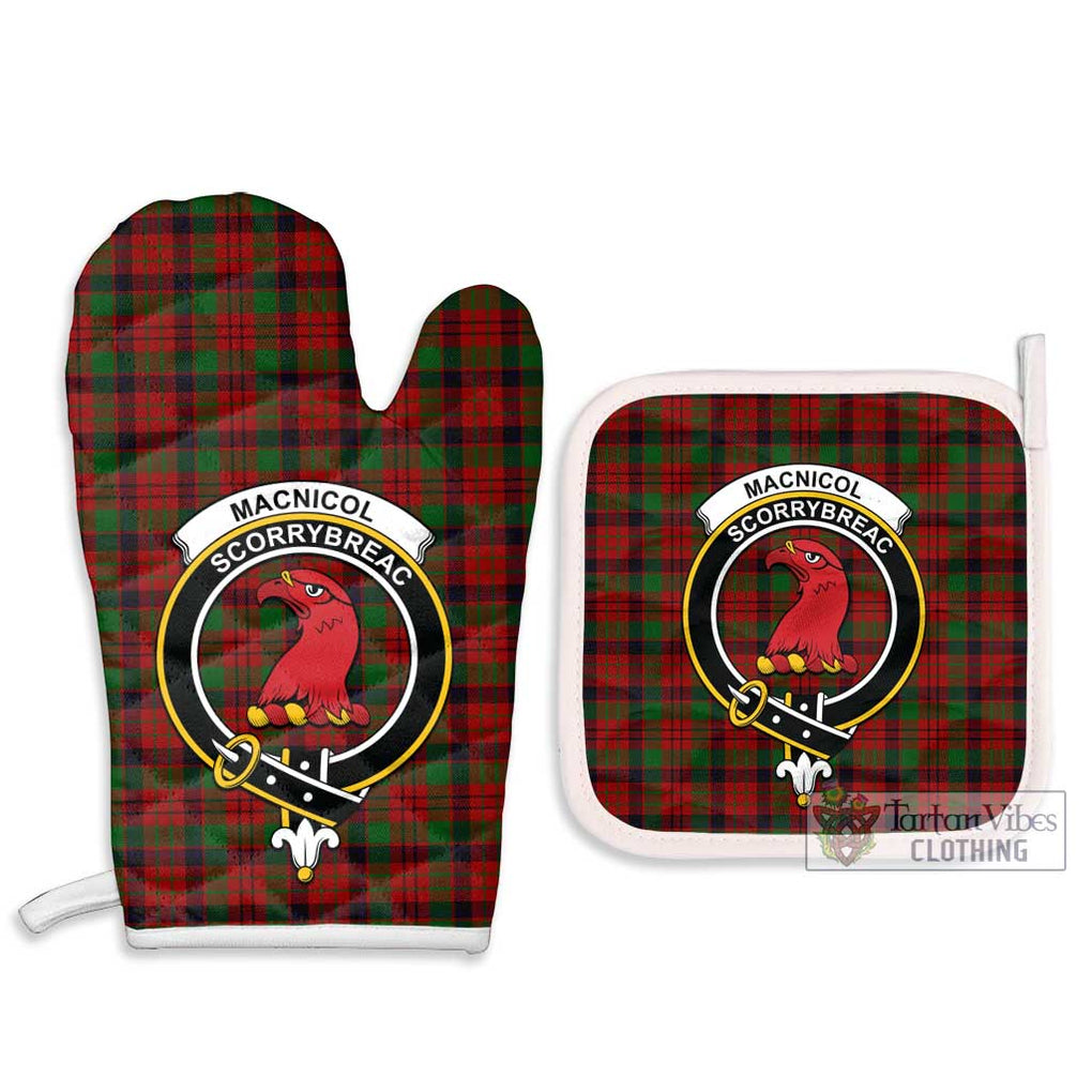 MacNicol (McNicol) Tartan Combo Oven Mitt & Pot-Holder with Family Crest Combo 1 Oven Mitt & 2 Pot-Holder White - Tartan Vibes Clothing